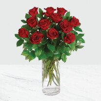 12 Red Roses In Vase